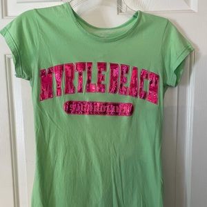 RB Tropics‎ Myrtle Beach Lime and Pink sequin shirt